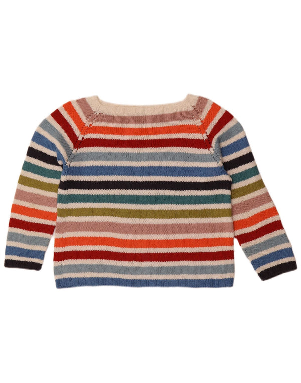 Vintage mujer barco cuello jersey suéter Reino Unido 14 medio multicolor rayas