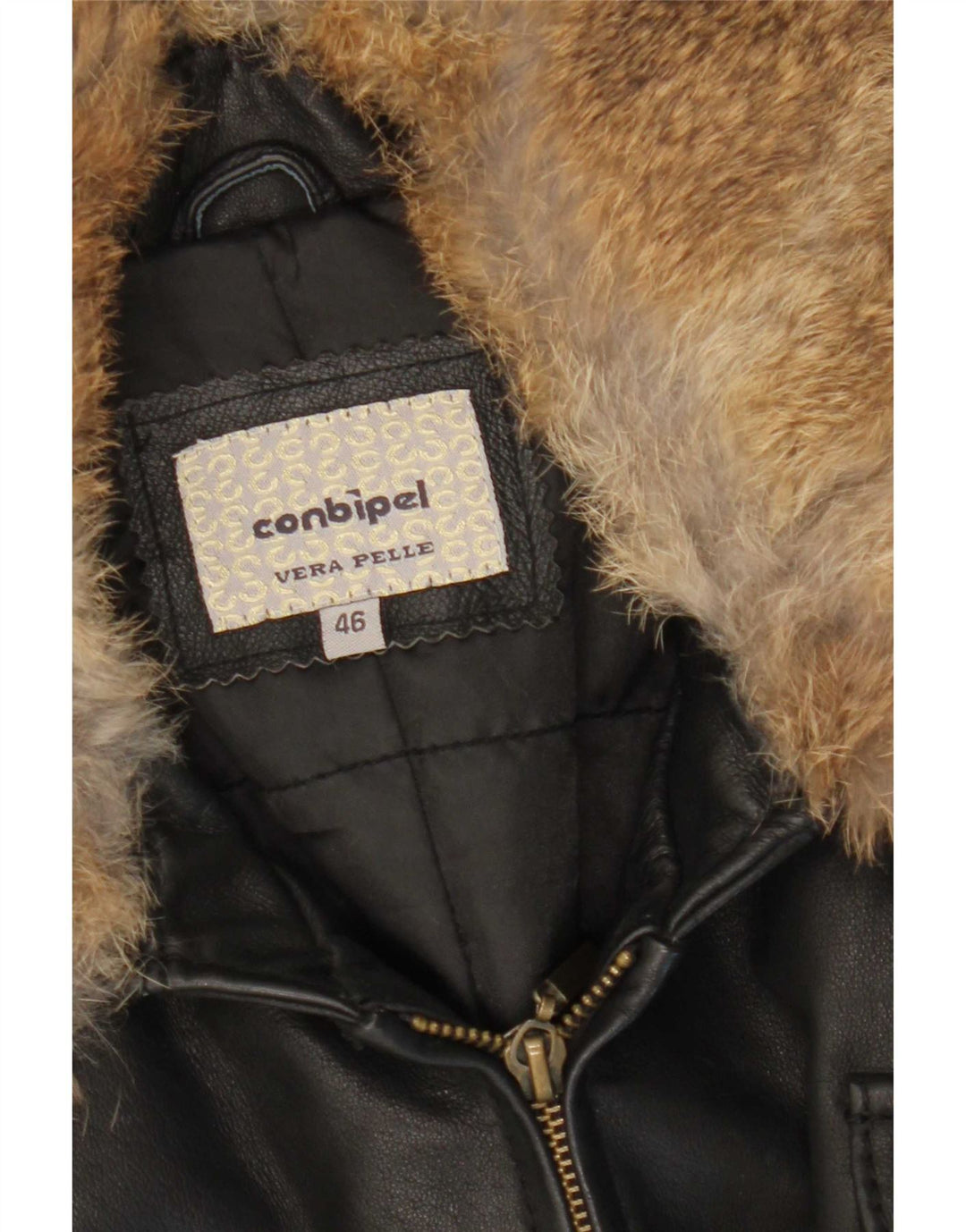 Conbipel Chaqueta De Cuero Mujer IT 46 Grande Cuero Negro