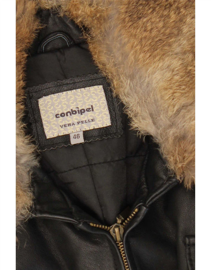 Conbipel Chaqueta De Cuero Mujer IT 46 Grande Cuero Negro