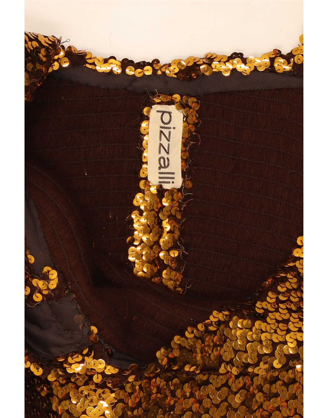 Vintage mujer sin mangas lentejuelas crop top Reino Unido 12 oro medio