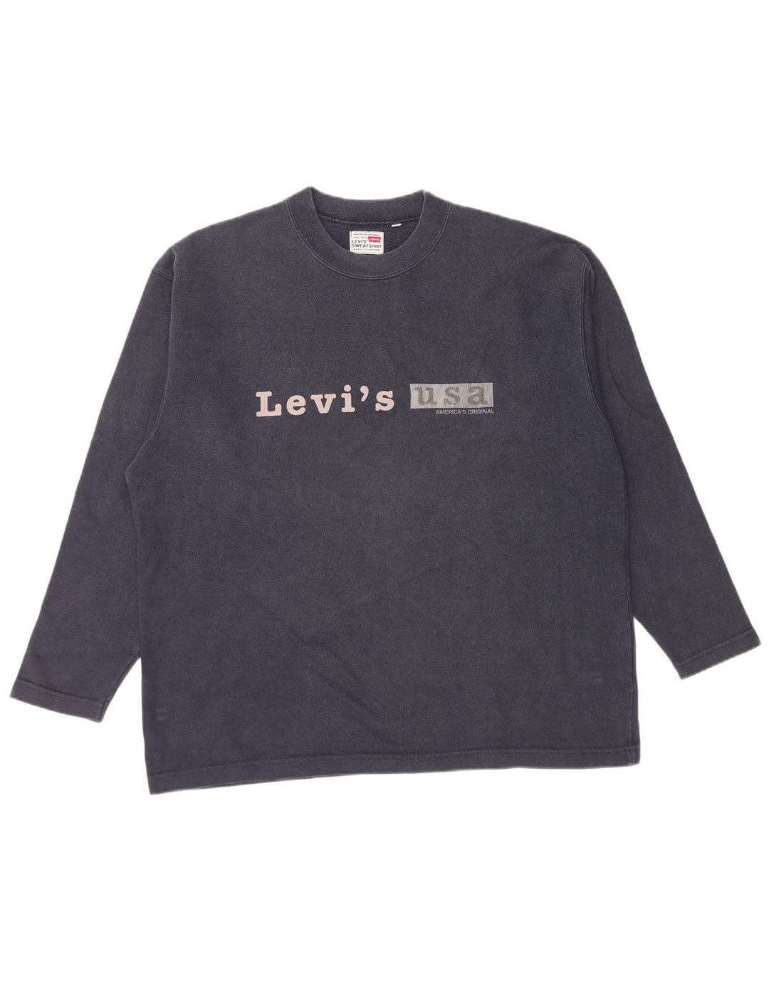 LEVI'S Mens Graphic Sudadera Jumper Grande Azul Marino Algodón
