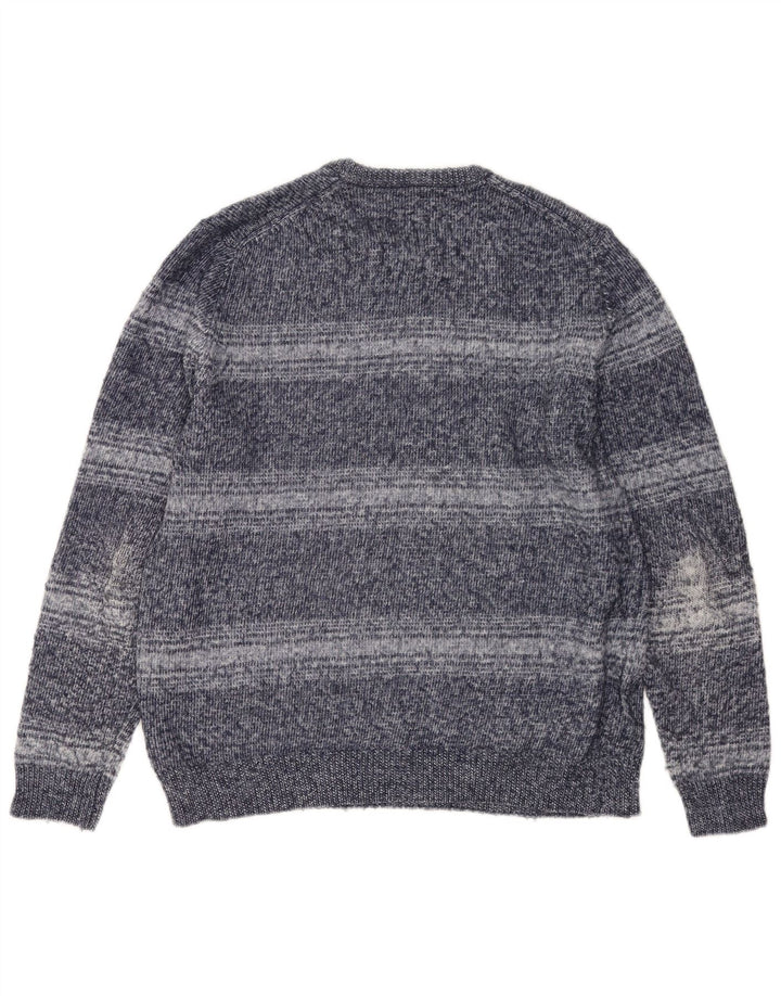 Marks & Spencer - Jersey de cuello redondo para hombre, talla grande, poliéster a rayas azules