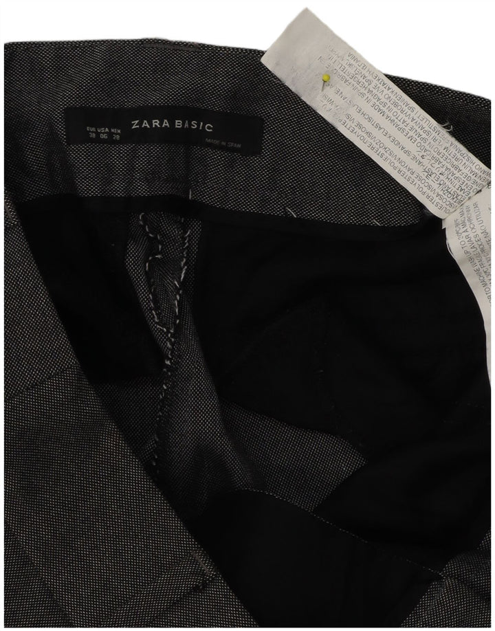 Zara Mujer Pantalón De Traje Recto EU 38 Small W28 L31 Poliéster Gris