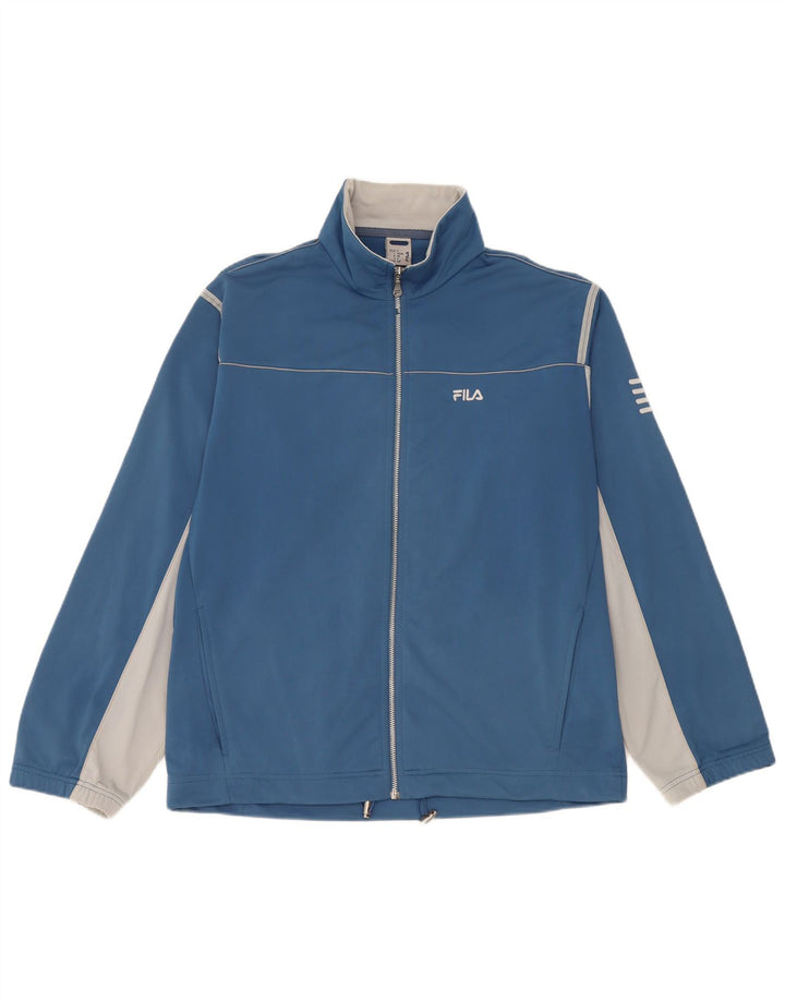 Fila Chaqueta superior de chándal para hombre IT 46/48 Poliéster color block azul pequeño