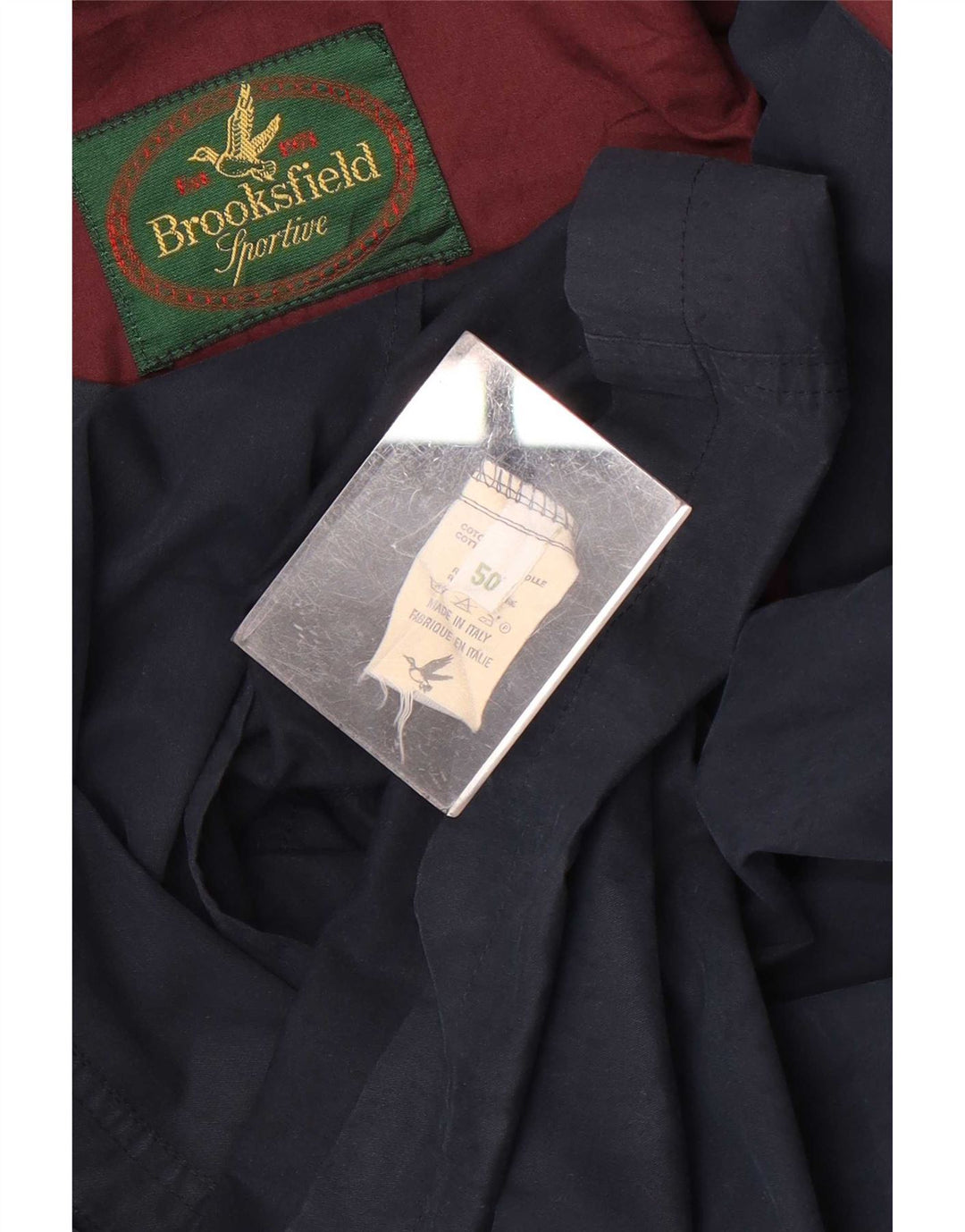 Brooksfield Chaqueta utilitaria con capucha para hombre IT 50 Grande Algodón azul marino