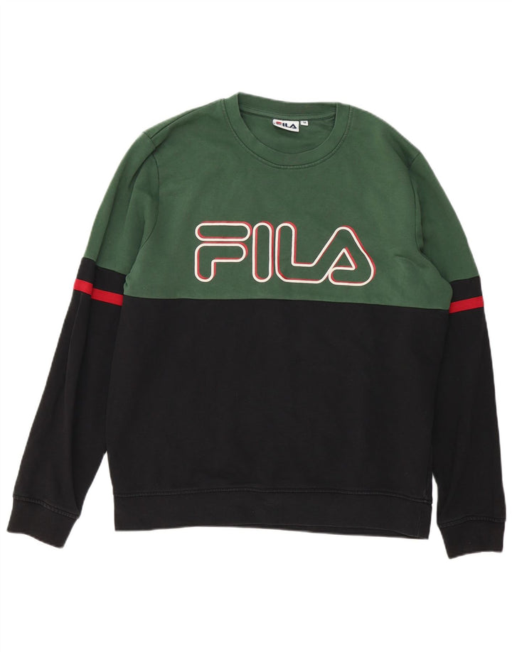 Fila Hombre Sudadera Gráfica Jersey De Algodón Color Block Mediano Negro