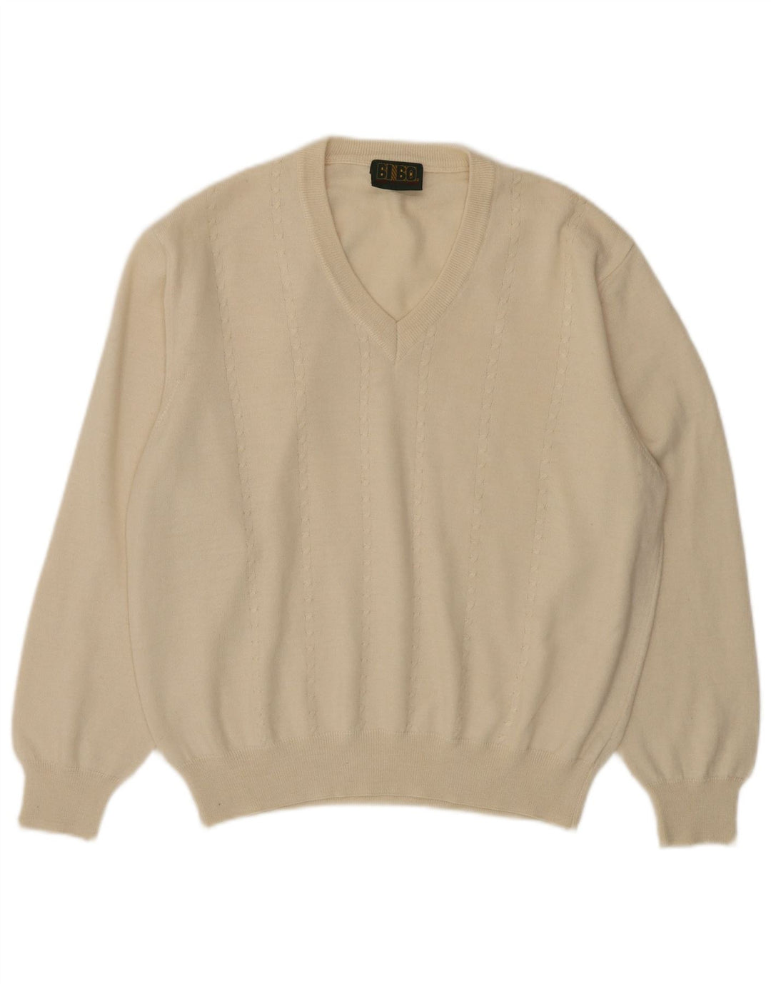 BIBO Jersey con cuello en V para mujer IT 50 XL Lana blanca