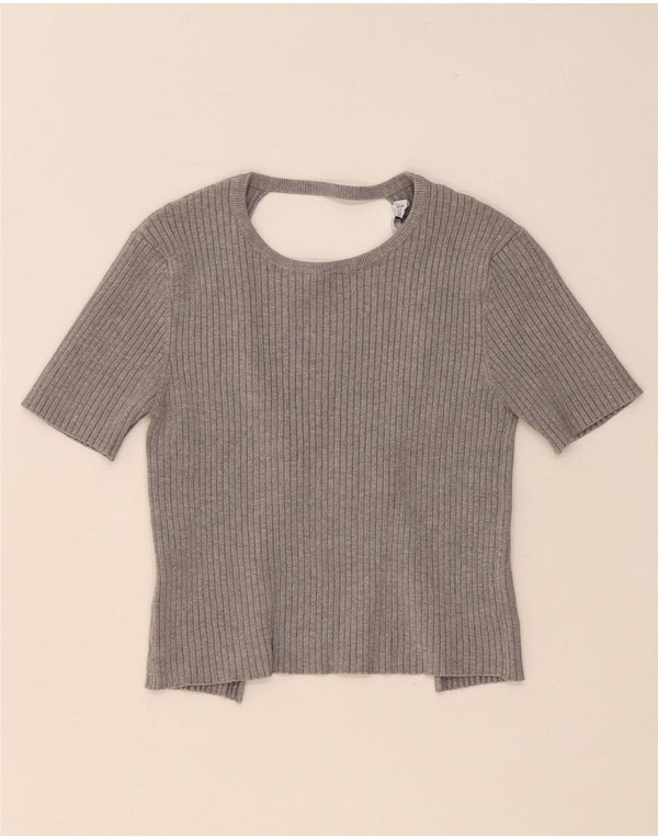 Zara Mujer Blusa Corta Top UK 42 Gris Medio