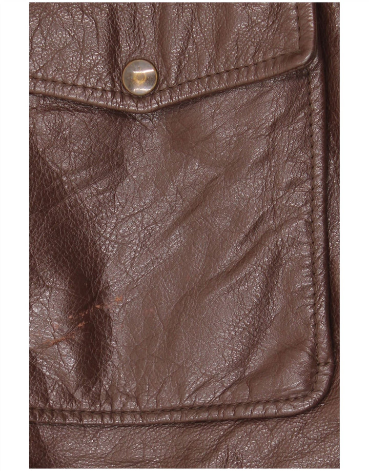 Chaqueta de cuero vintage para hombre IT 50 cuero marrón grande