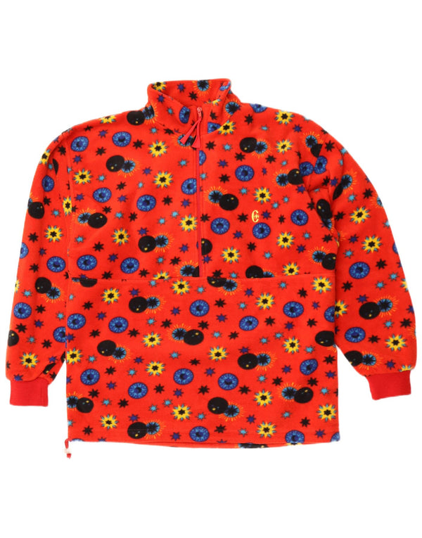 Conte of Florence - Jersey de forro polar con cuello y cremallera para hombre, poliéster floral rojo grande