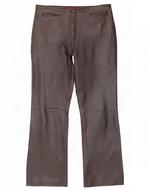 Olly & Co Pantalones de cuero con corte de bota para mujer UK 44 Large W34 L30 Marrón
