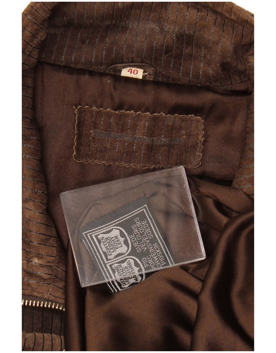 VINTAGE Hombres Ante Gilet Reino Unido 40 Cuero Marrón Grande