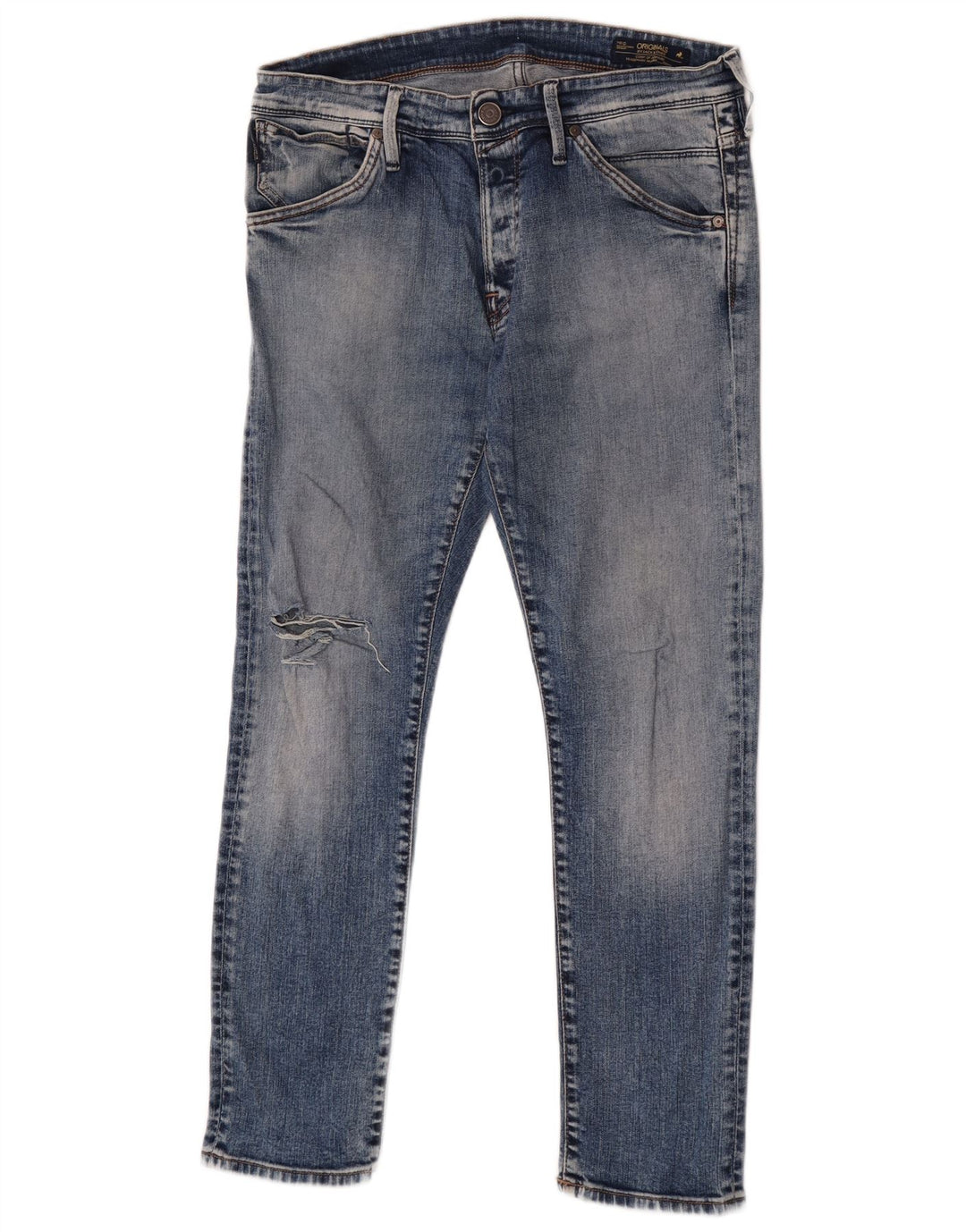 Jack & Jones Vaqueros ajustados desgastados para hombre W34 L30 Algodón azul