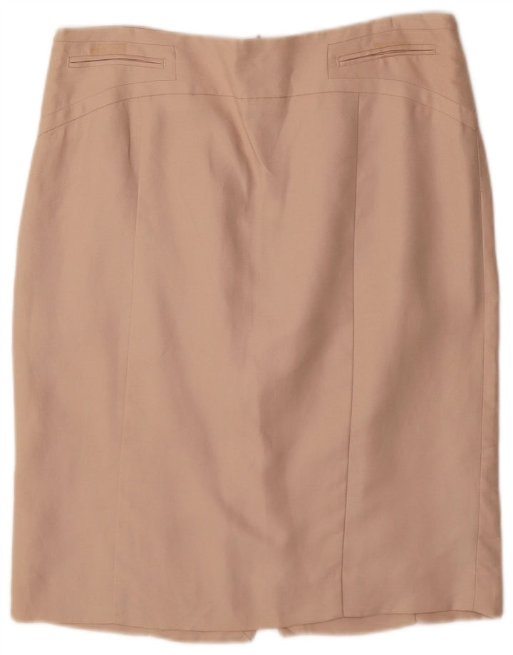 ZARA Mujer Falda Lápiz De Cintura Alta XL W32 Rayón Beige