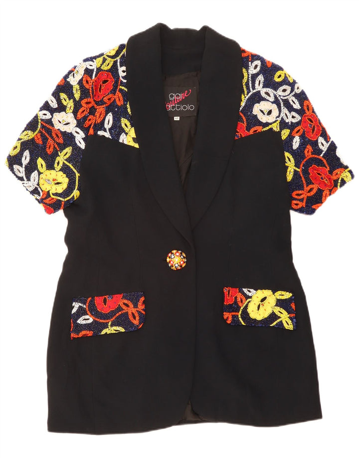 Gai Mattiolo Chaqueta tipo blazer con 1 botón para mujer IT 48 XL Negro Floral