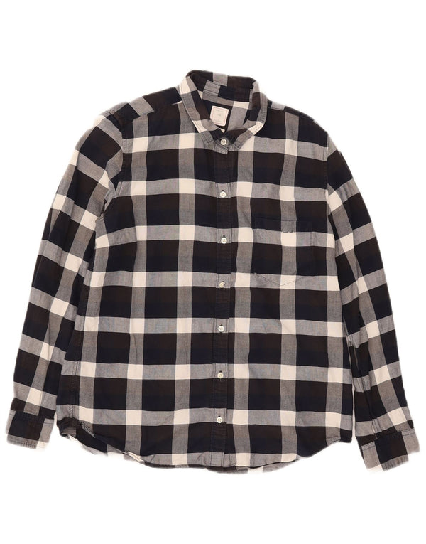 Gap Camisa de franela de ajuste clásico para mujer UK 44 Mediana Algodón a cuadros negro