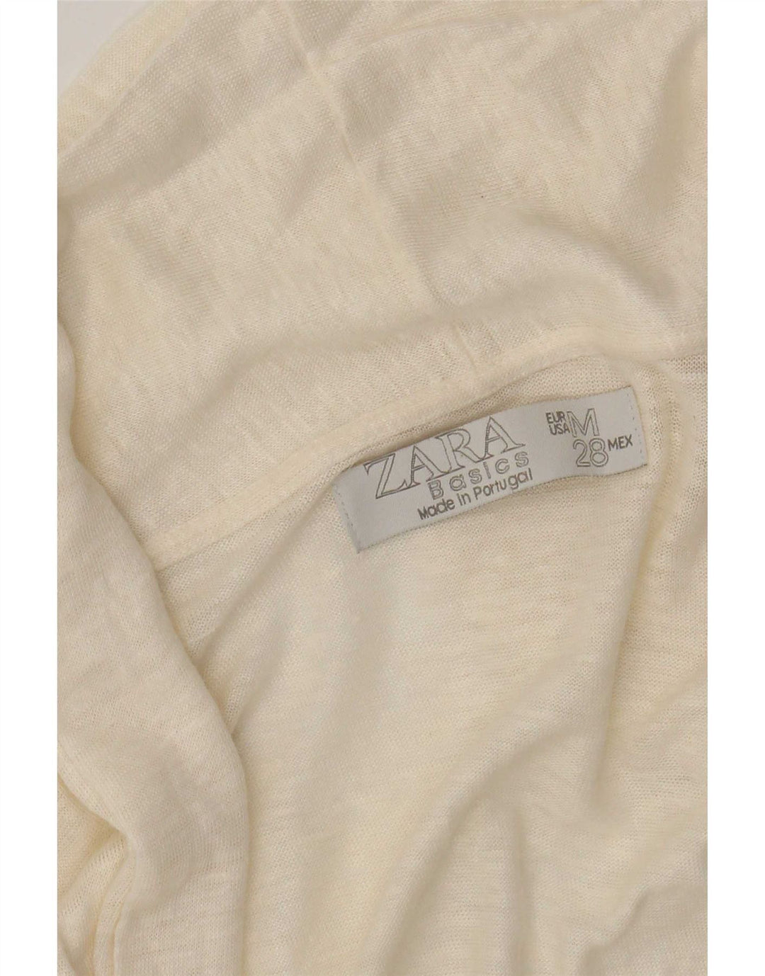 Zara Mujer Crop Open Cardigan Suéter UK 12 Medium Off White