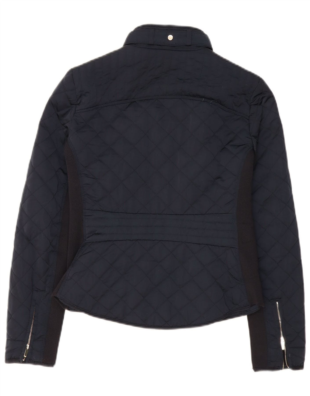Zara Mujer Chaqueta Acolchada UK 10 Small Azul Marino Colorblock Poliéster