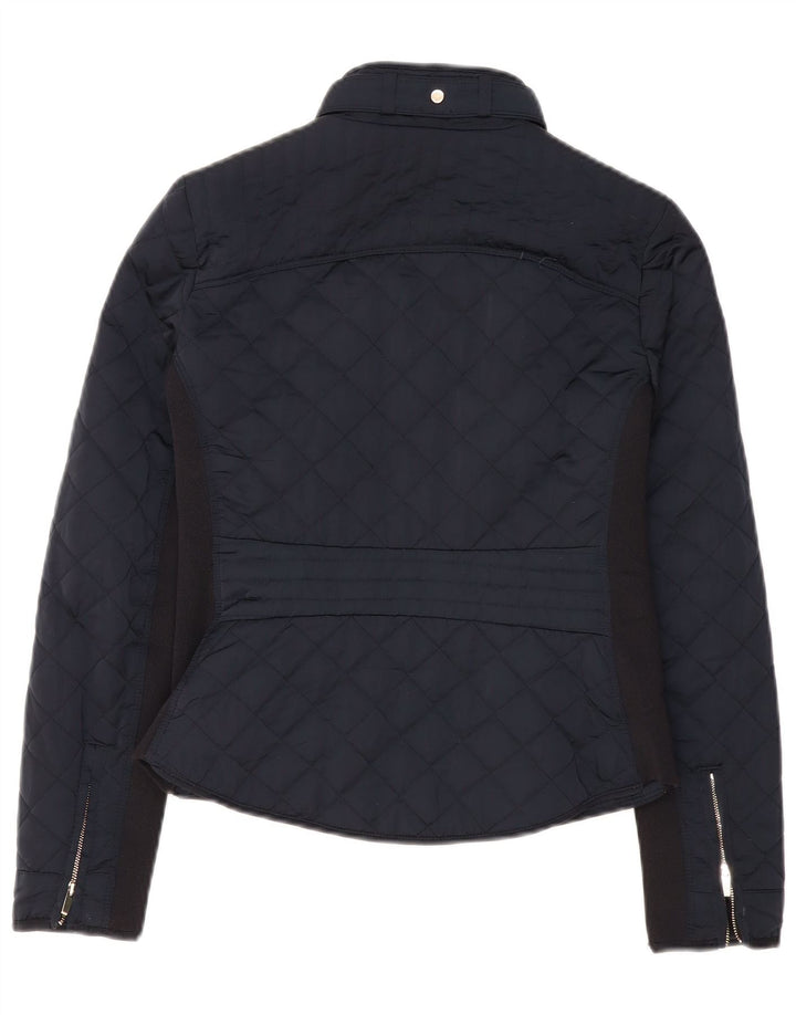 Zara Mujer Chaqueta Acolchada UK 10 Small Azul Marino Colorblock Poliéster
