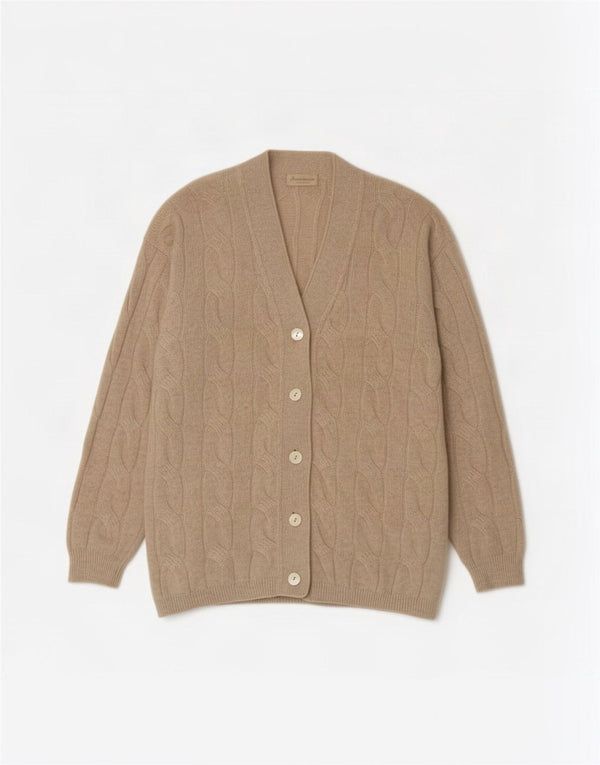 Ferramosca Cárdigan extragrande para mujer IT 46 Large Lana beige