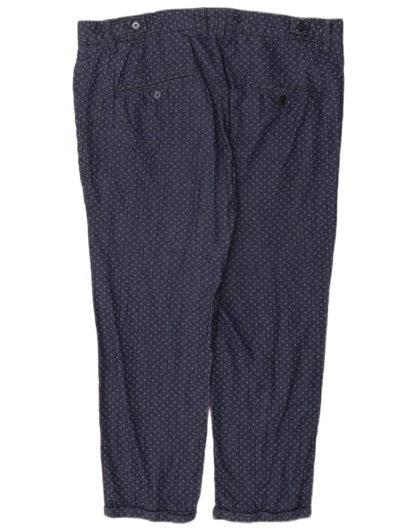 Zara Mens Crop Tapered Chino Pantalones EU 42 Large W32 L23 Azul Marino Manchado