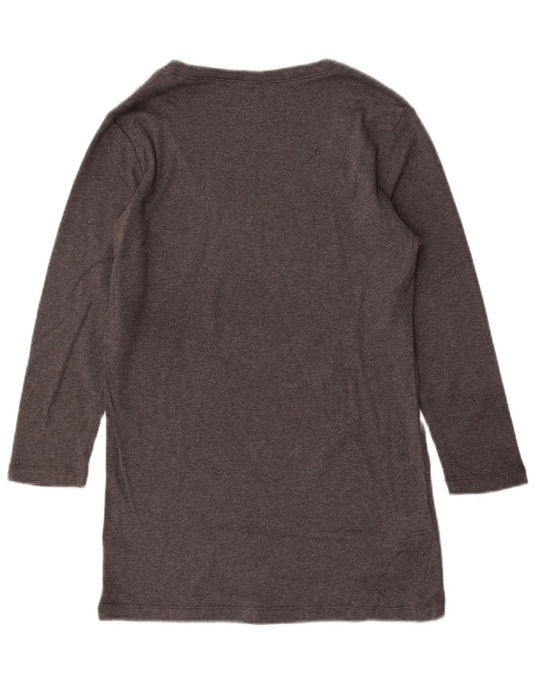 EDDIE BAUER Top para mujer manga 3/4 UK 12 Algodón gris medio