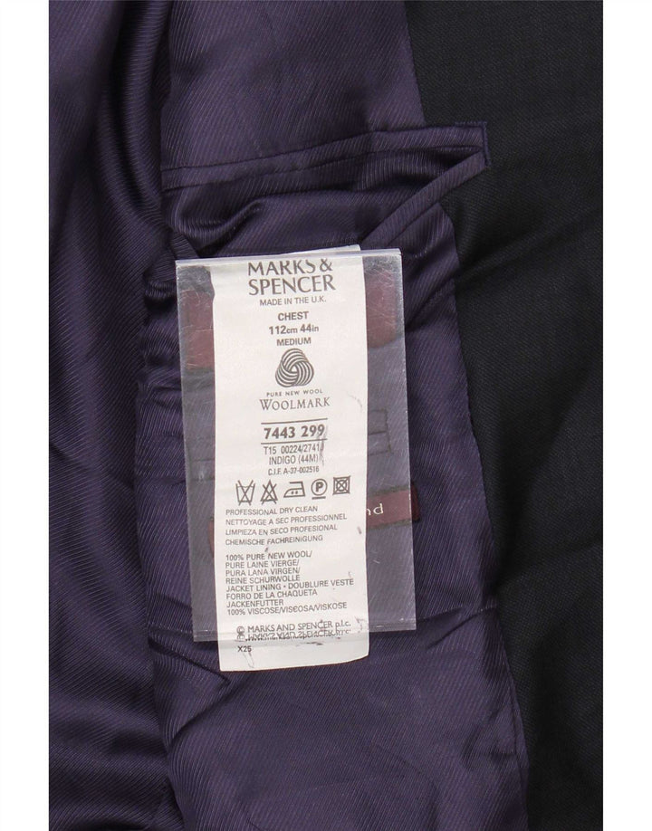 Marks & Spencer Chaqueta tipo blazer de 3 botones para hombre UK 44 XL Lana azul marino