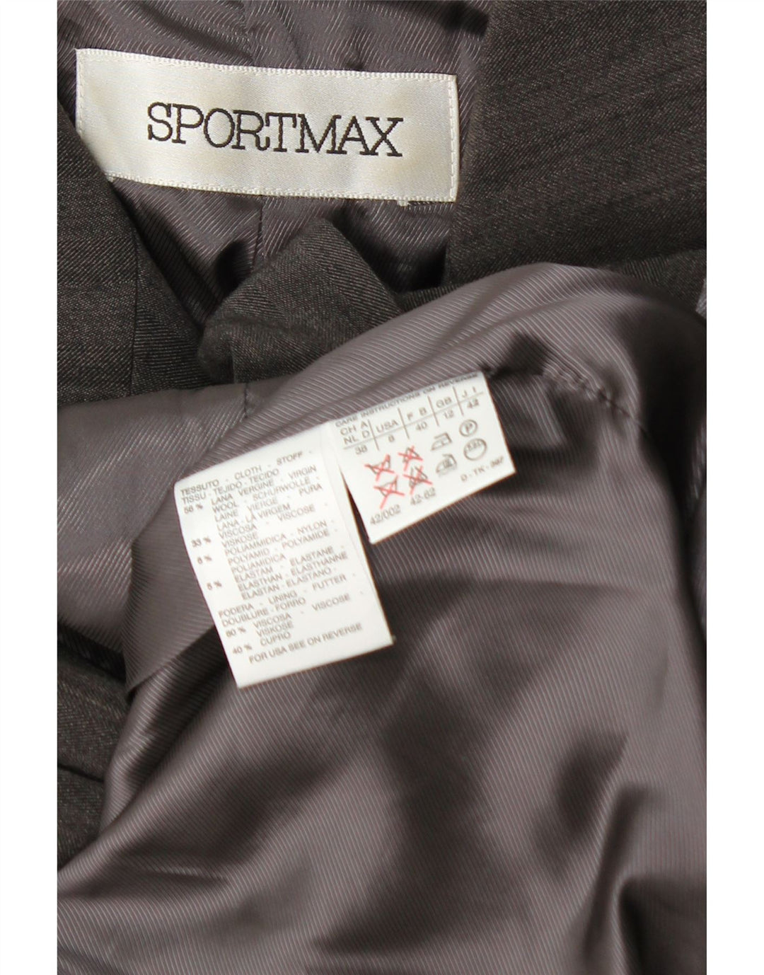 Sportmax Chaqueta tipo blazer con doble botonadura para mujer UK 40 Gris medio a rayas