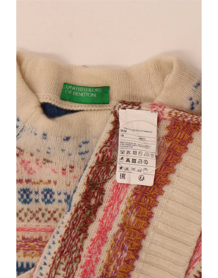 Benetton Jersey De Cuello Alto Para Mujer UK 44 Mediano Multicolor