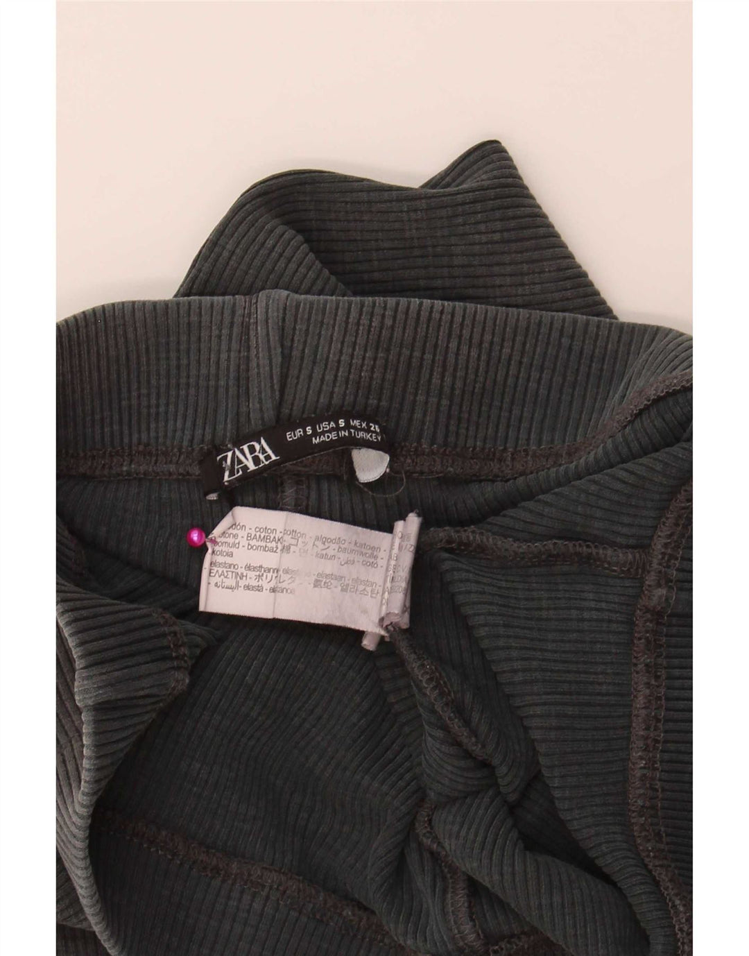 Zara Mujer Leggings Acampanados Reino Unido 8 Pequeño Algodón Gris