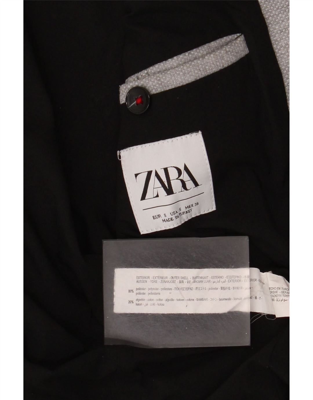 Zara Chaqueta Blazer De 2 Botones Para Hombre UK 36 Small Gris Poliéster