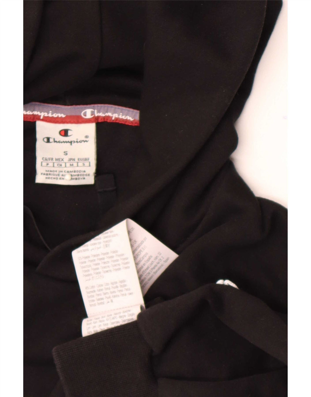 Champion Sudadera Con Capucha Gráfica Para Hombre Jersey Pequeño Poliéster Negro
