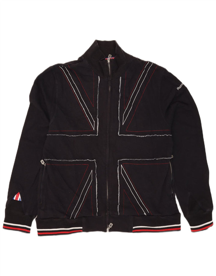 Reebok Hombre Chándal Top Chaqueta XL Azul Marino Rayas Algodón