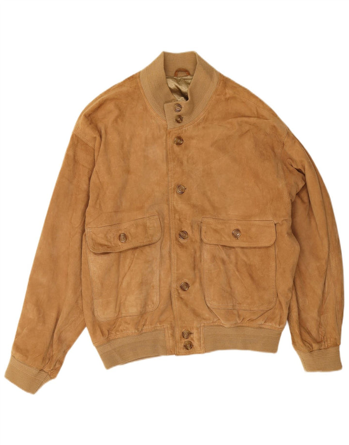 Vintage hombres ante bomber chaqueta IT 48 ante beige medio