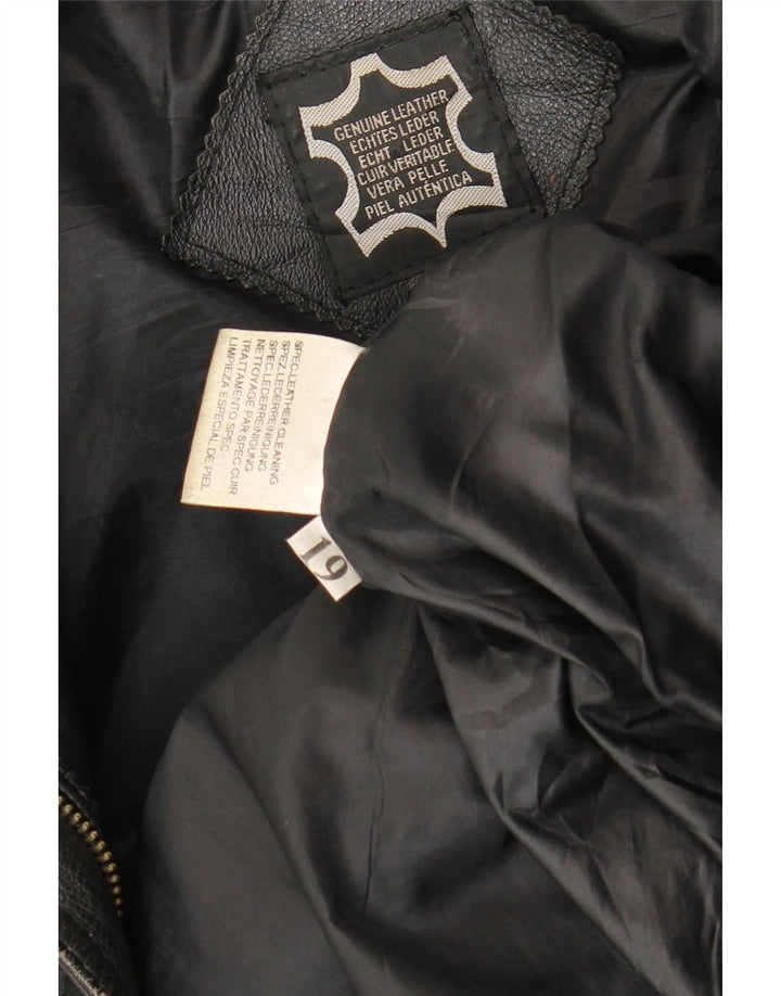 Vintage mujer chaqueta de cuero Reino Unido 16 cuero negro grande