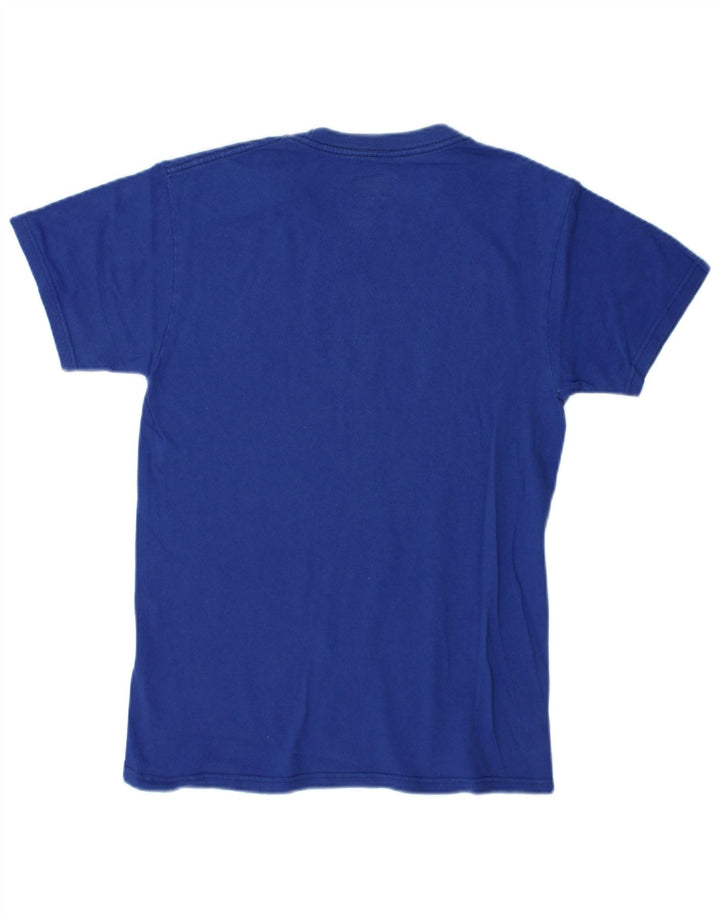 Camiseta estampada auténtica para hombre Top pequeño de algodón azul