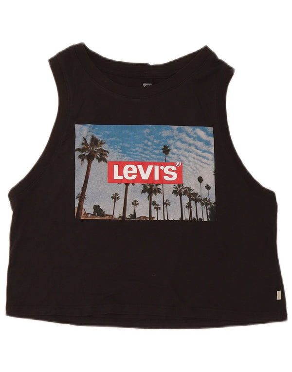Levi's Top sin mangas con gráfico corto para mujer Reino Unido 10 Small Algodón negro