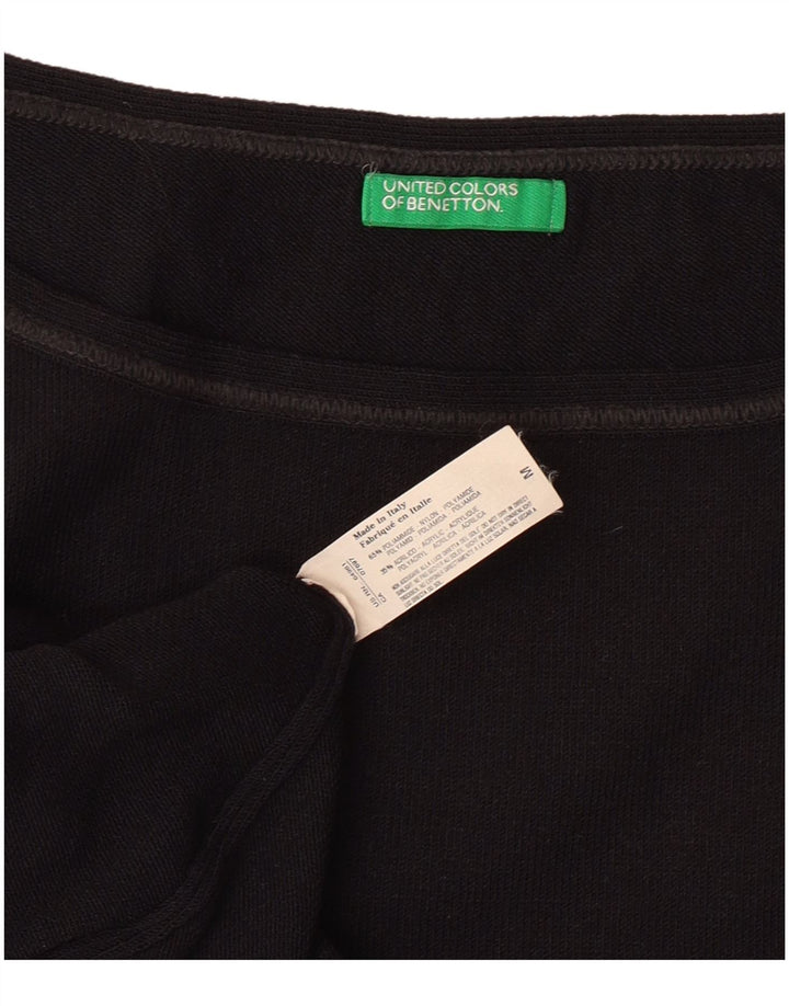 BENETTON Top corto sin mangas para mujer UK 40 Mediano Negro Poliamida