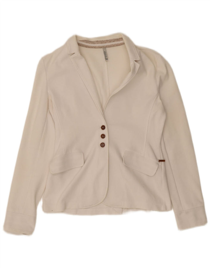 Woolrich Chaqueta tipo blazer de 3 botones para mujer UK 10 Small White Cotton