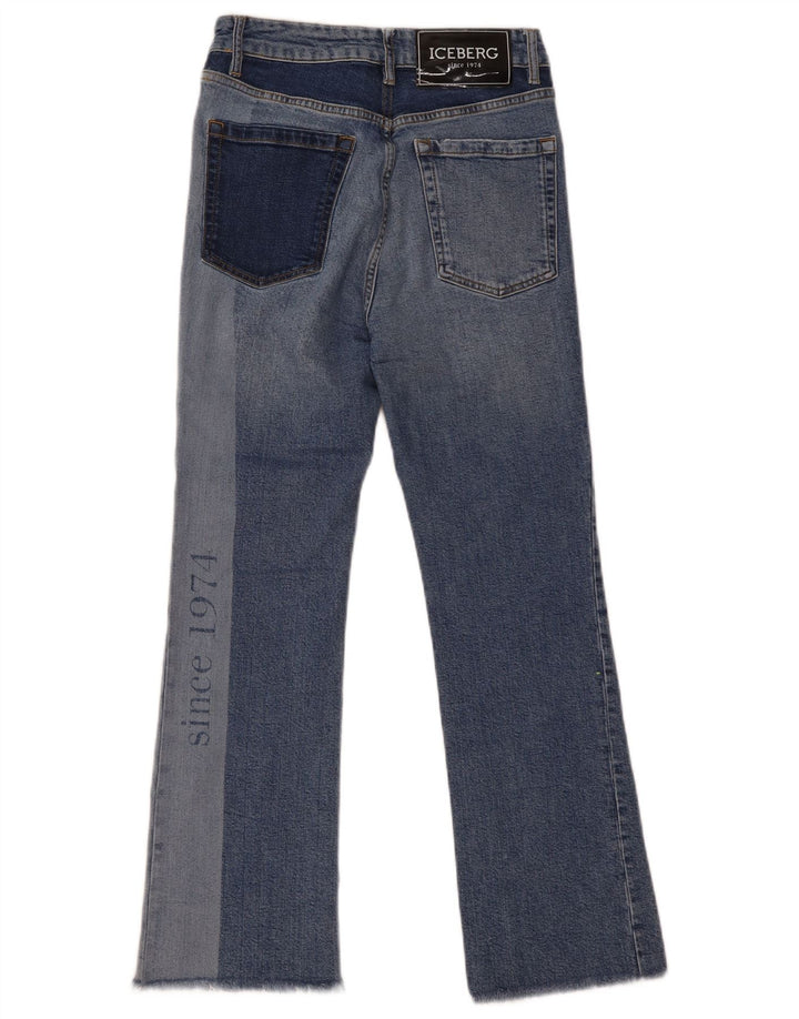 Iceberg Vaqueros Bootcut Gráficos De Mujer W27 L28 Algodón Color Block Azul