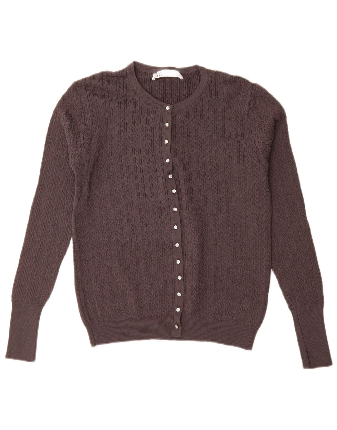 Zara Mujer Cárdigan Suéter UK 46 Grande Viscosa Gris