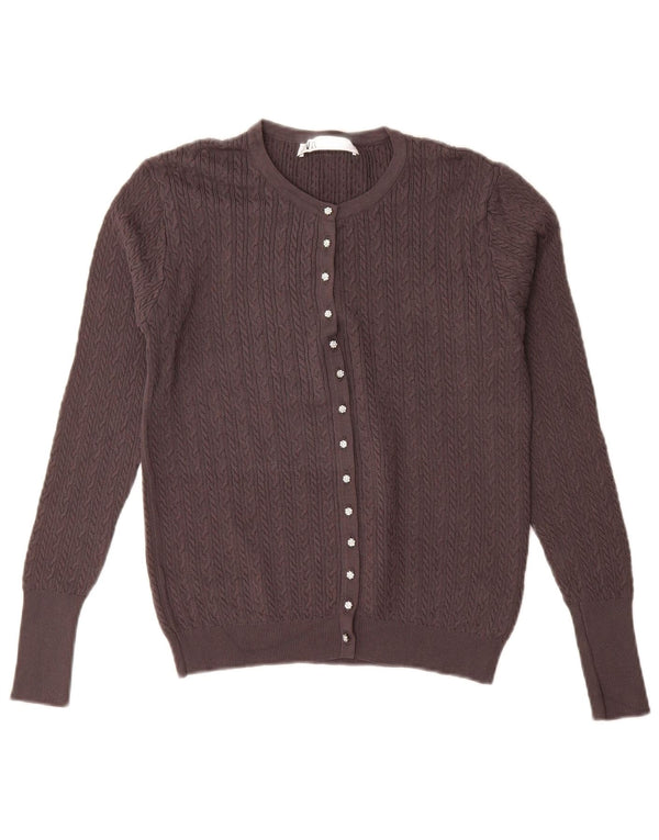 Zara Mujer Cárdigan Suéter UK 46 Grande Viscosa Gris