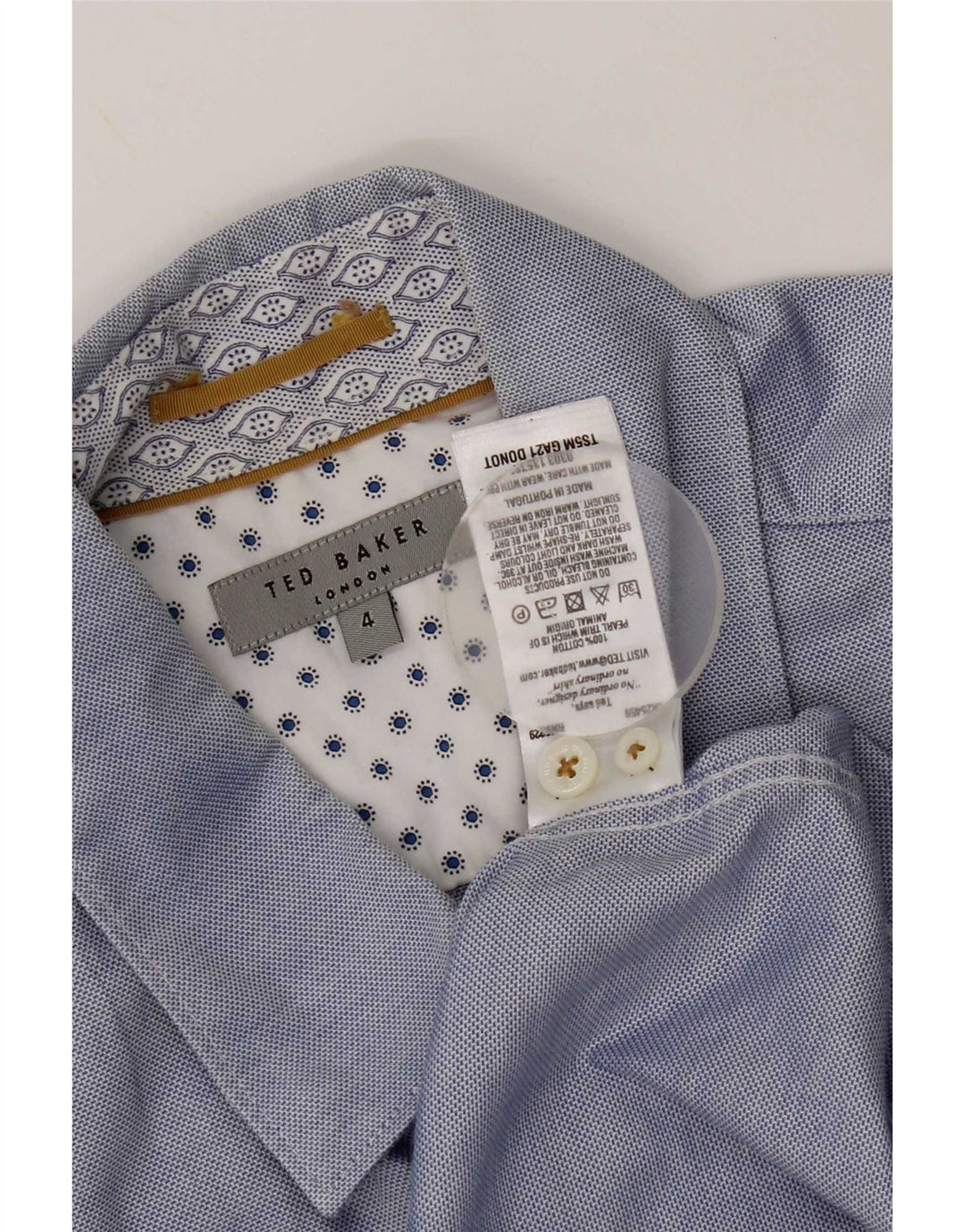 Ted Baker Camisa de manga corta para hombre Talla 4 Grande Algodón azul