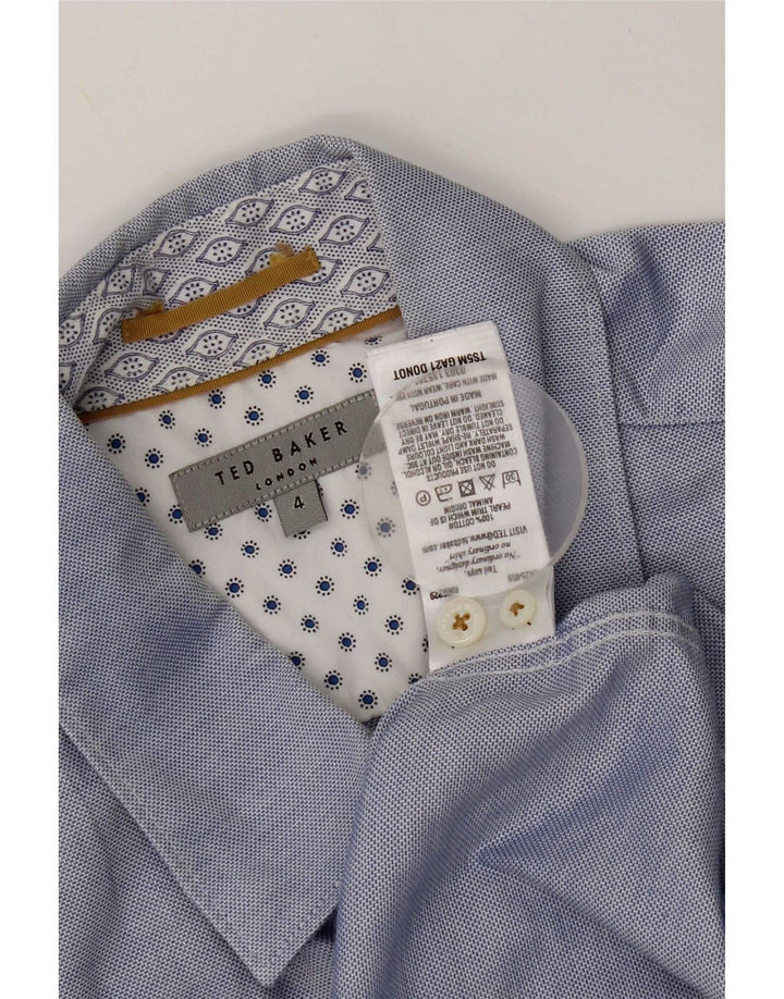 Ted Baker Camisa de manga corta para hombre Talla 4 Grande Algodón azul