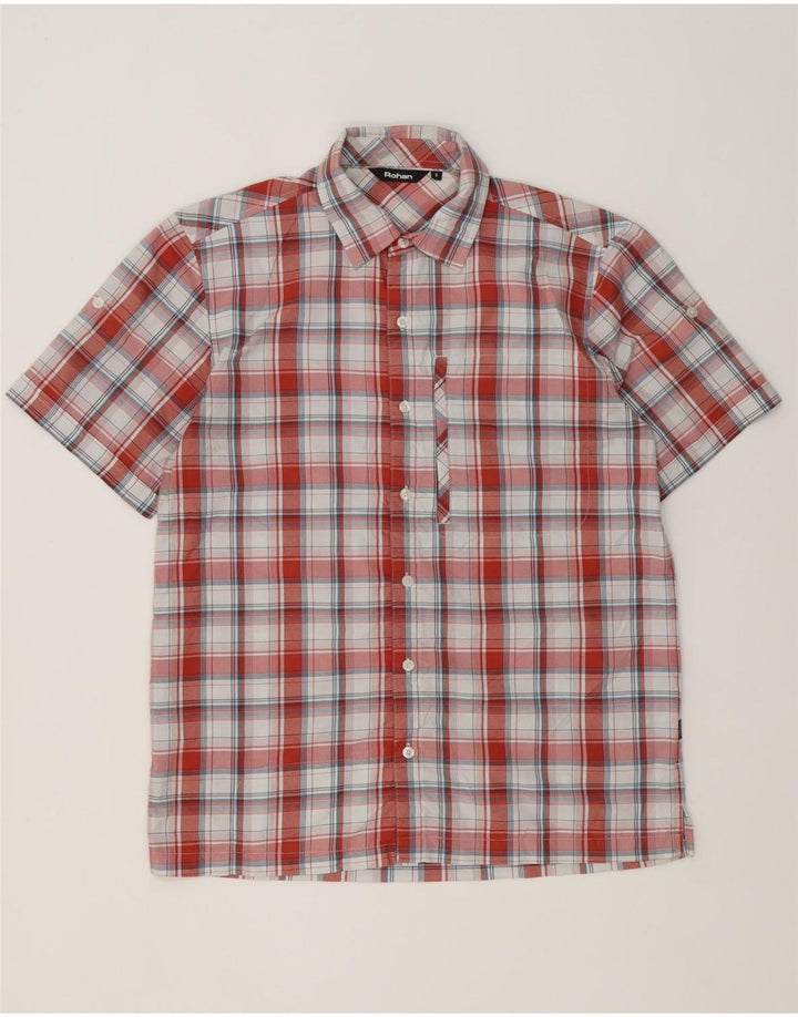 Camisa Rohan Hombre Manga Corta Small Cuadros Rojos Poliamida