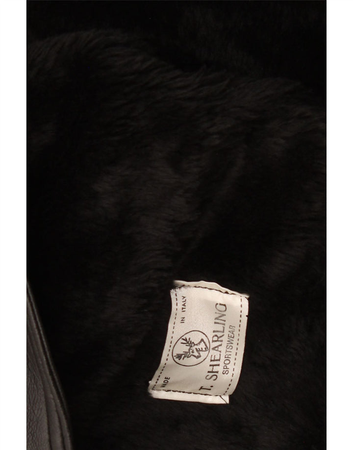 Vintage hombres shearling chaqueta IT 38 medio negro shearling