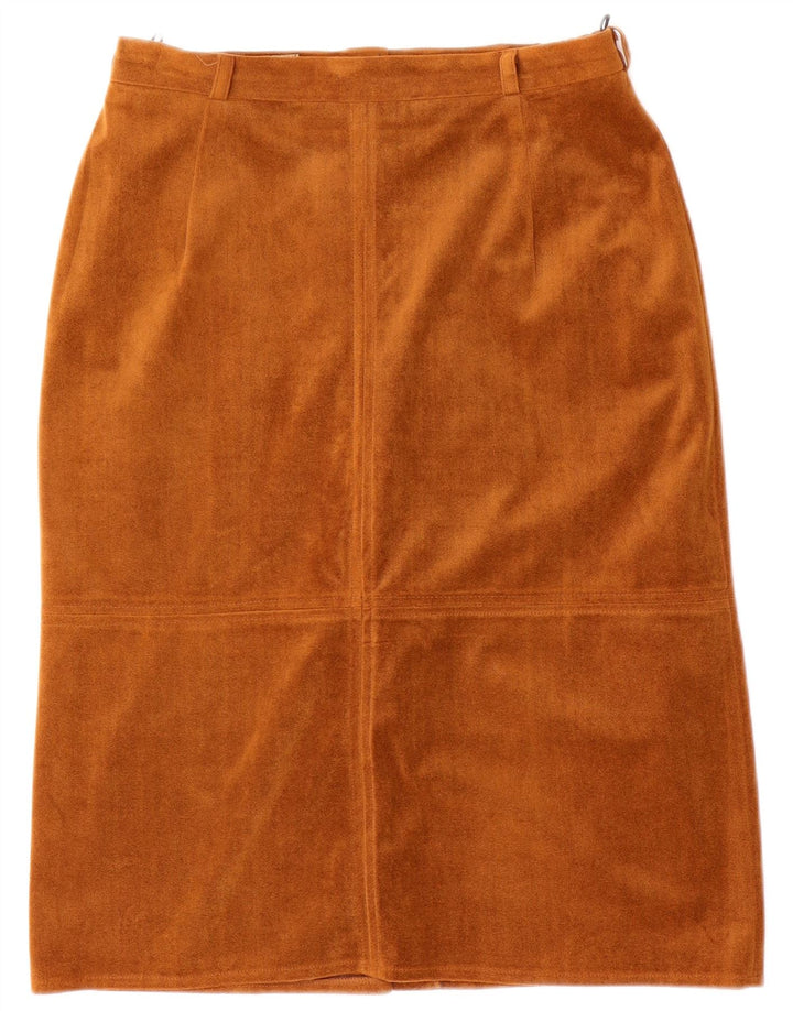 Falda recta de terciopelo vintage para mujer mediana W28 poliéster marrón