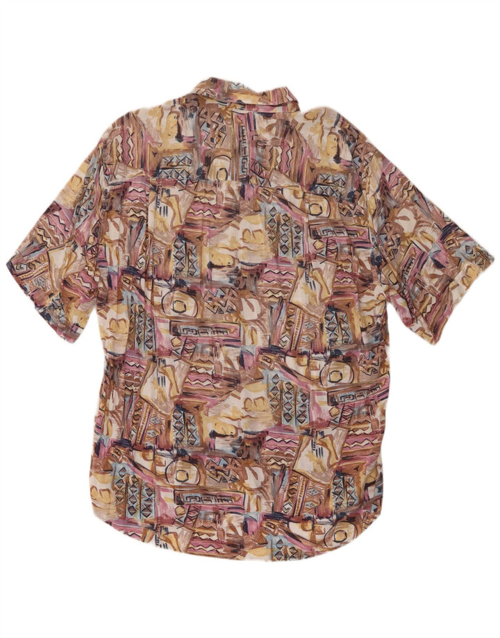 Azzurra Camisa de manga corta para hombre con patchwork multicolor grande