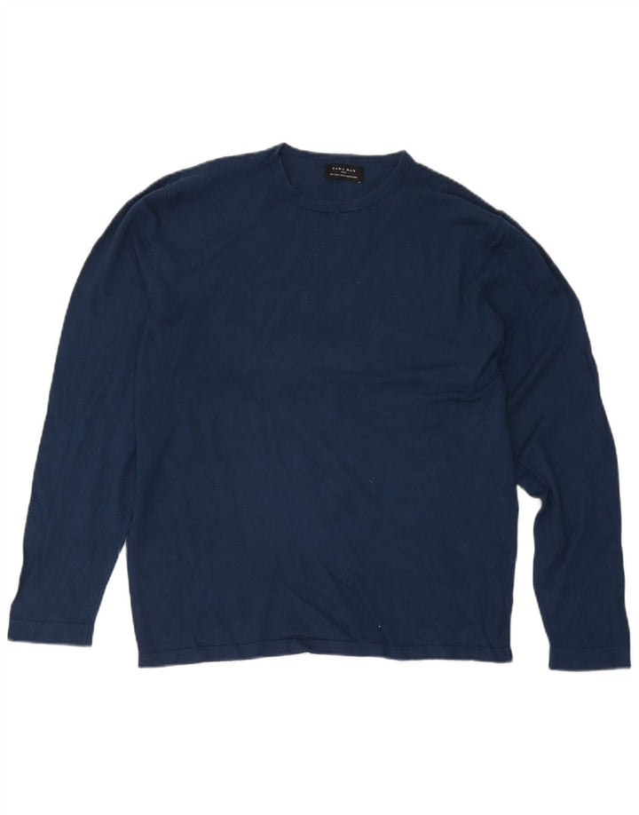 Zara Hombre Top Manga Larga Large Azul Marino Viscosa