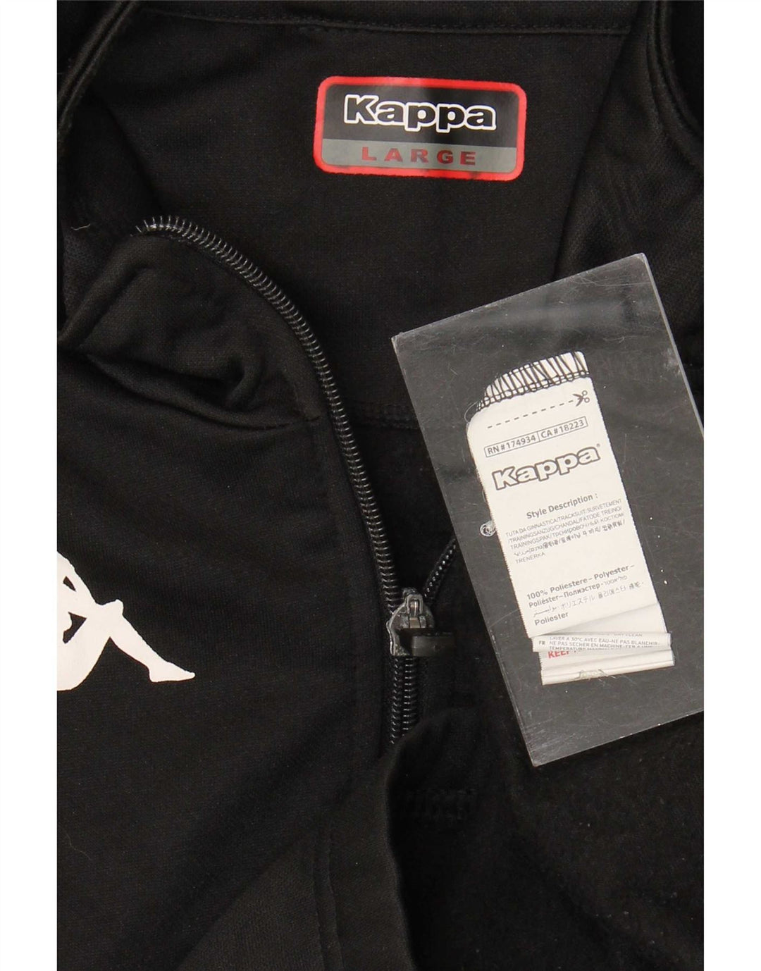 Kappa Hombre Graphic Zip Neck Sudadera Jumper Large Poliéster Negro